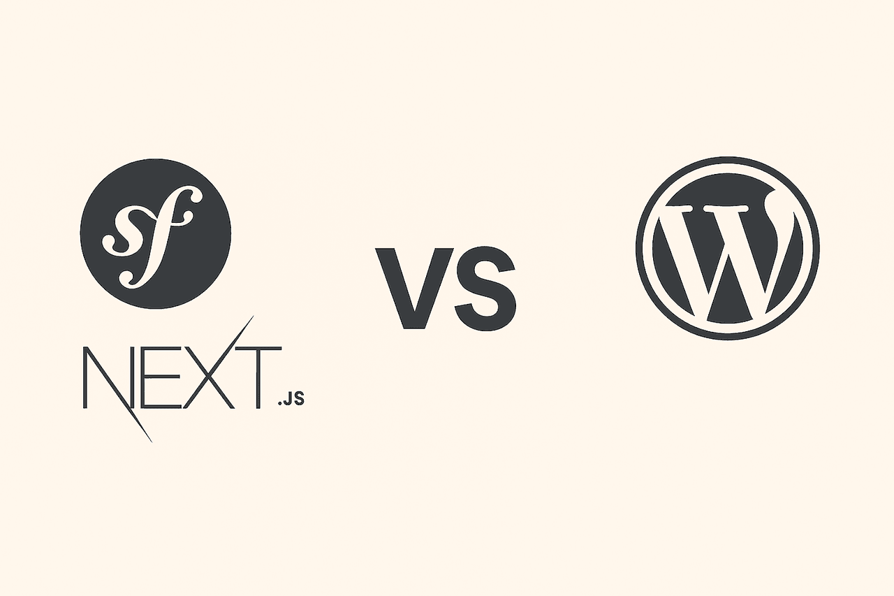 llustration comparant Symfony et Next.js à WordPress pour le développement web