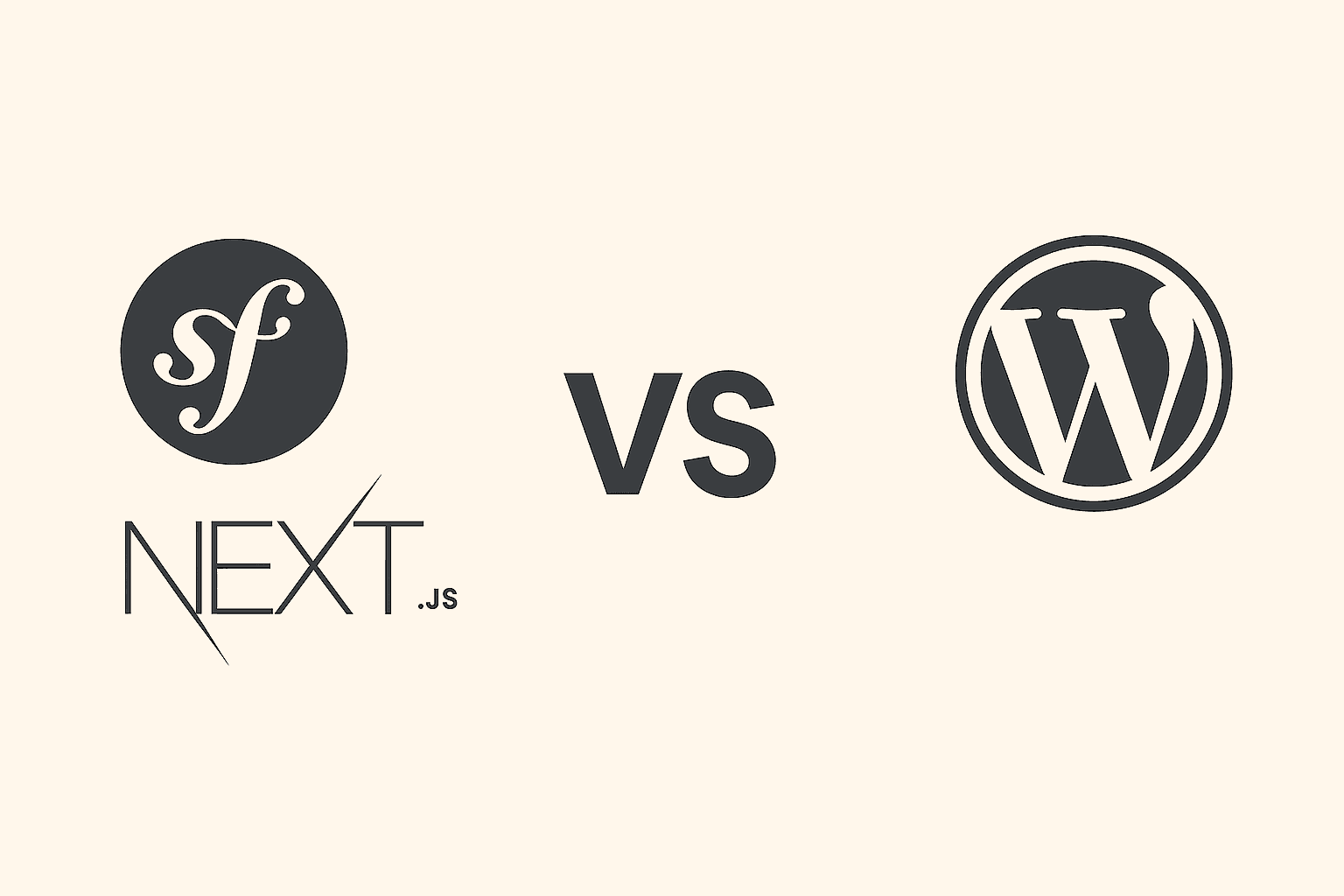 llustration comparant Symfony et Next.js à WordPress pour le développement web